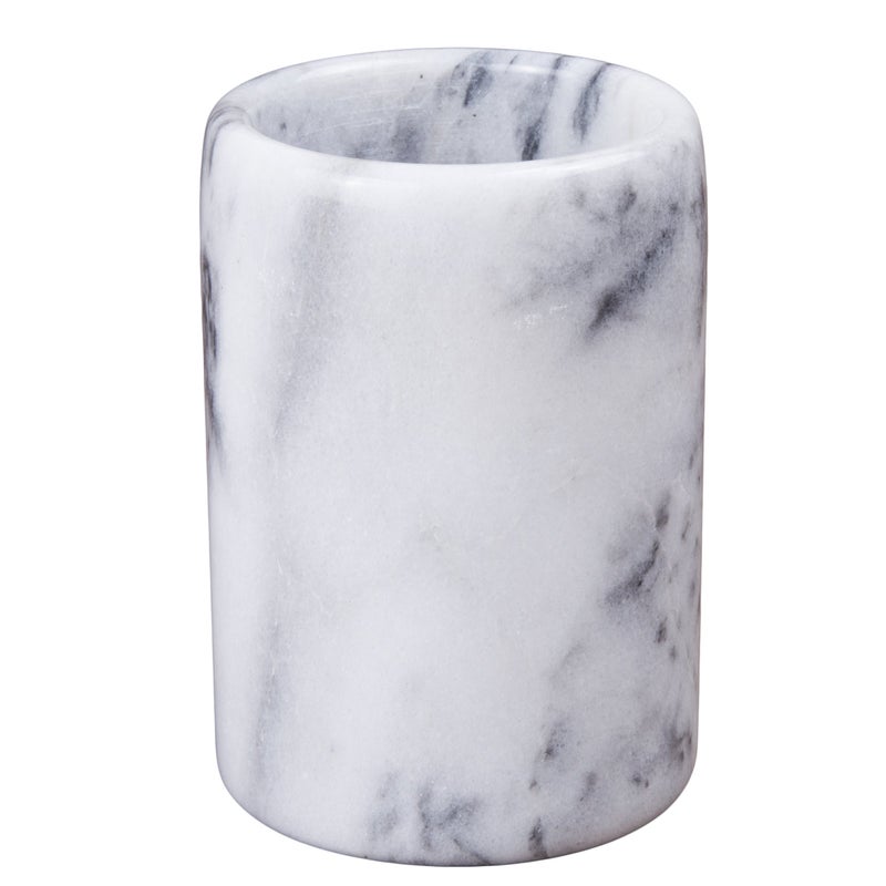 Creative Home Luxury Hand-Carved Natural Marble Toothbrush & Makeup Brush Holder â€“ Heavy-Duty Taiwan Yushan Stone for Bathroom, Vanity, Office & Desk Organizer (3.3â€ x 4.5â€, Off-White) - Image 1